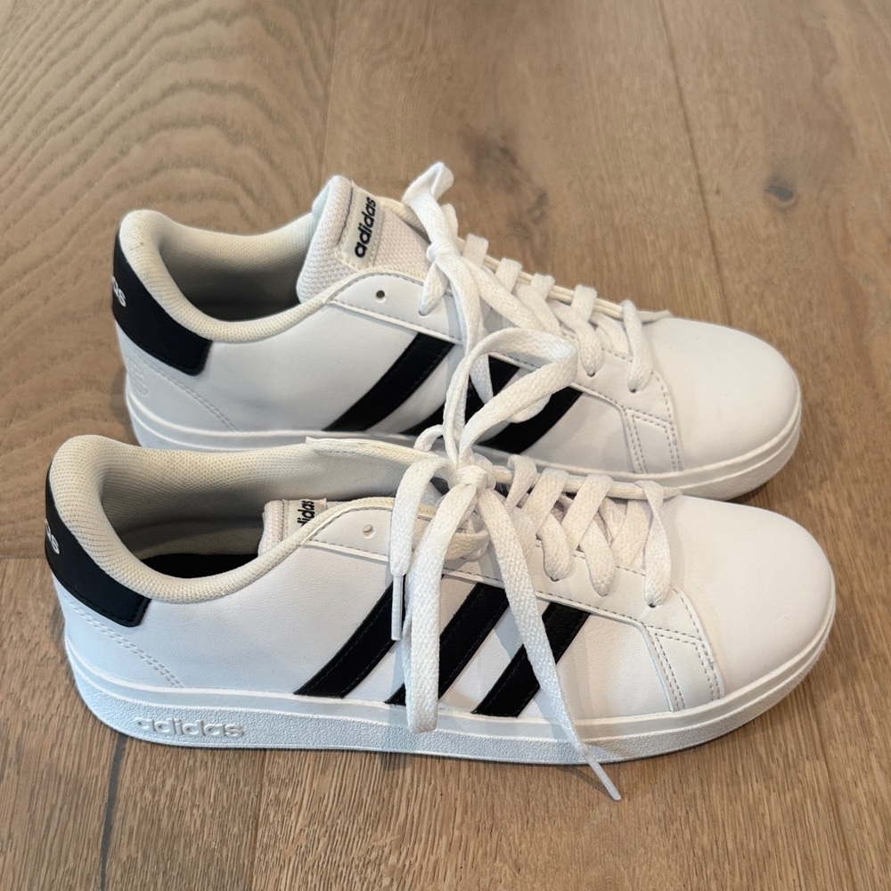 Adidas Classic White Sneakers with Black Stripes